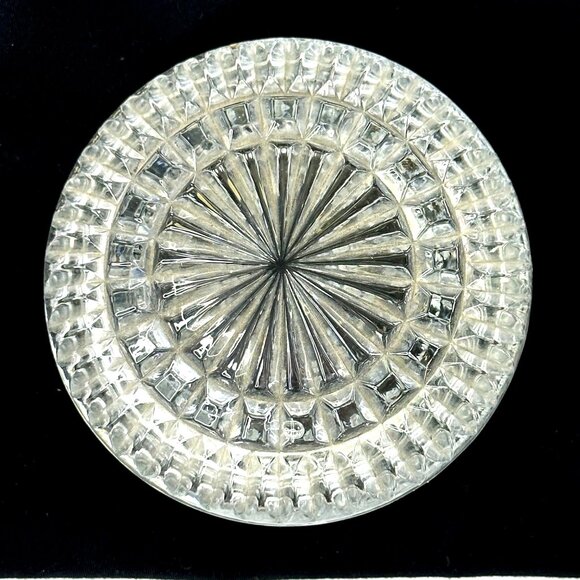 VTG Unbranded 24% lead crystal 4 inch round clear covered trinket dish box - Picture 2 of 7